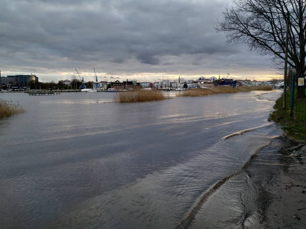 Foto von Hochwasser in Rostock Warnow Februar 2020 / Gehlsdorfer Ufer 4