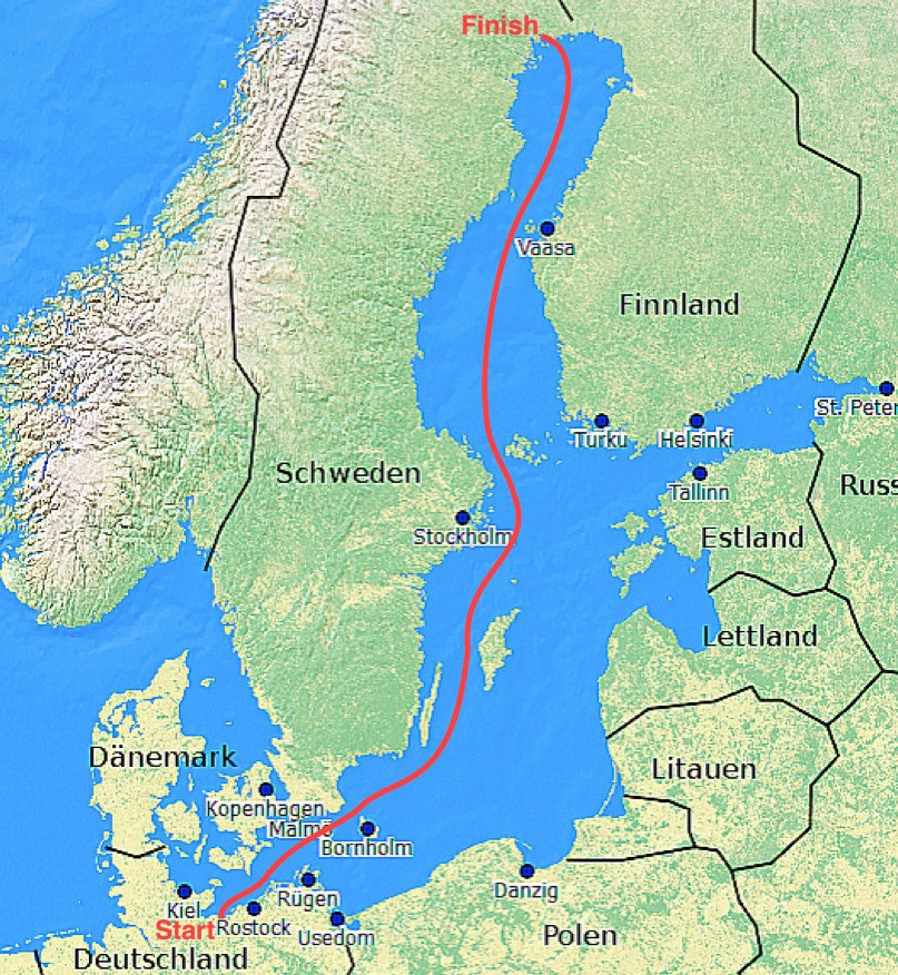 Route Midsummersail 2017 - Universitas 